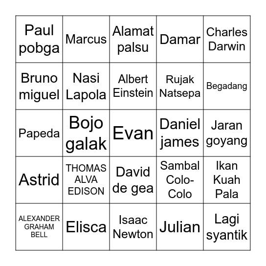 Nadaaaaaa Bingo Card