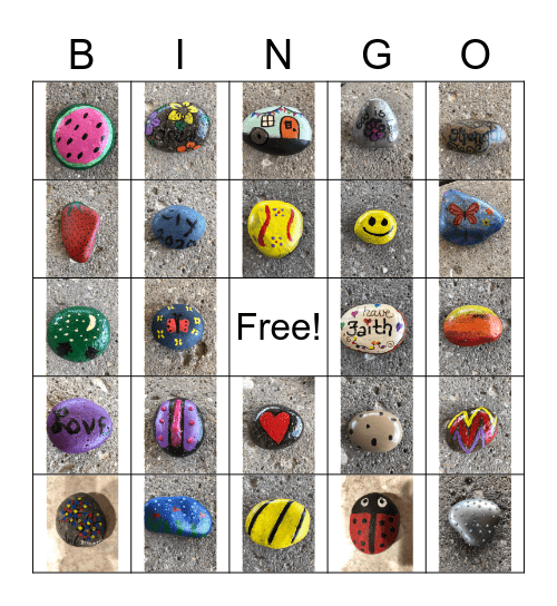 Painted Rocks Bingo Card
