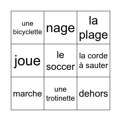 Bingo d'été Bingo Card