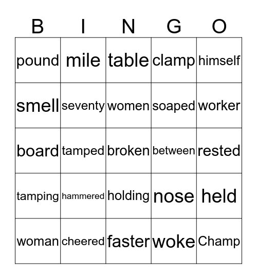 Lesson  18 Bingo Card