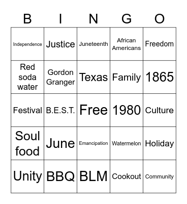 JUNETEENTH BINGO Card