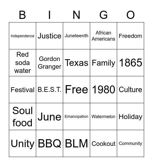 JUNETEENTH BINGO Card