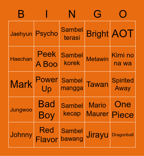 DELITE Bingo Card