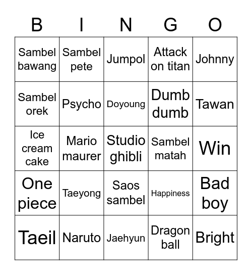 Untitled Bingo Card