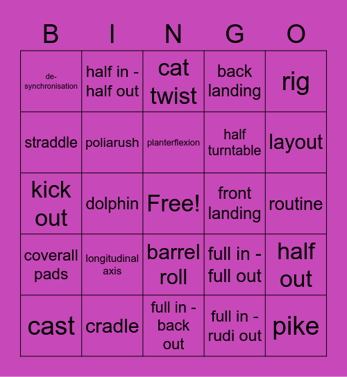 Trampoline Bingo Card