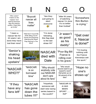 NASCAR Boomer Bingo Hall of Fame Edition @ji711 Bingo Card