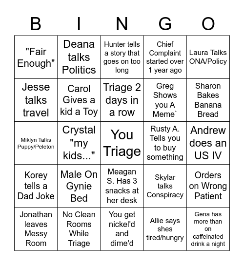 Jenn L Bingo Card