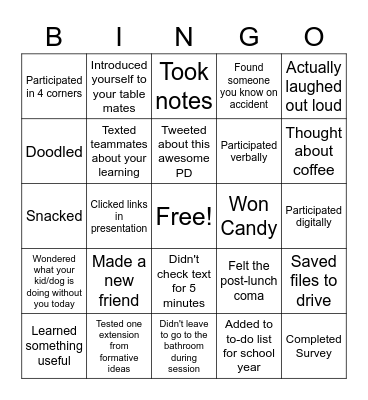 PD BINGO Card