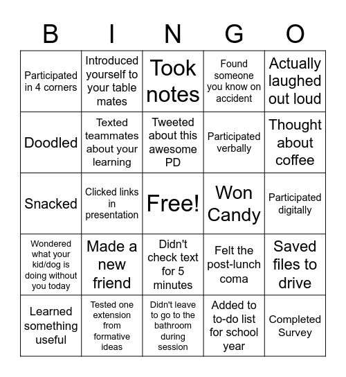 PD BINGO Card