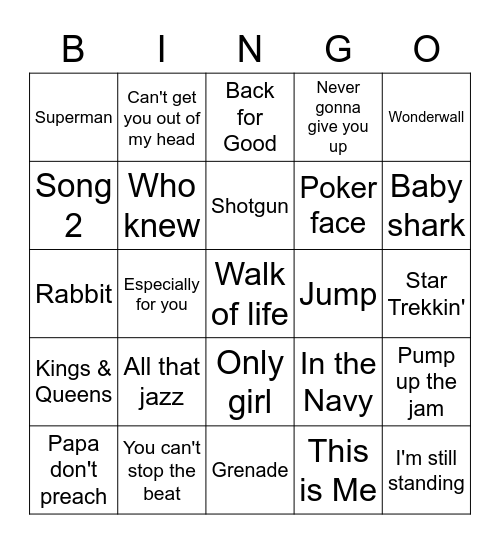 Music Bingo! Bingo Card