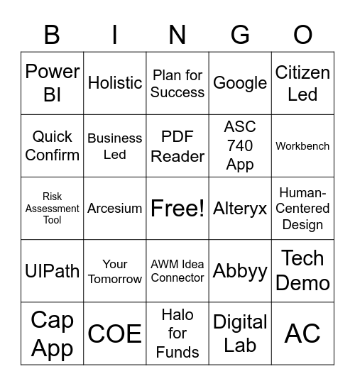 YTAN Meeting Bingo Card