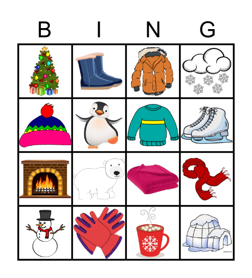 Winter Vocabulary Bingo Card