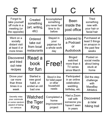 STUCK Bingo Card