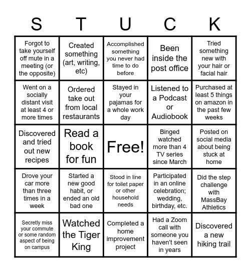STUCK Bingo Card