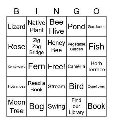 The Library at Birmingham Botanical Gardens Bingo Card