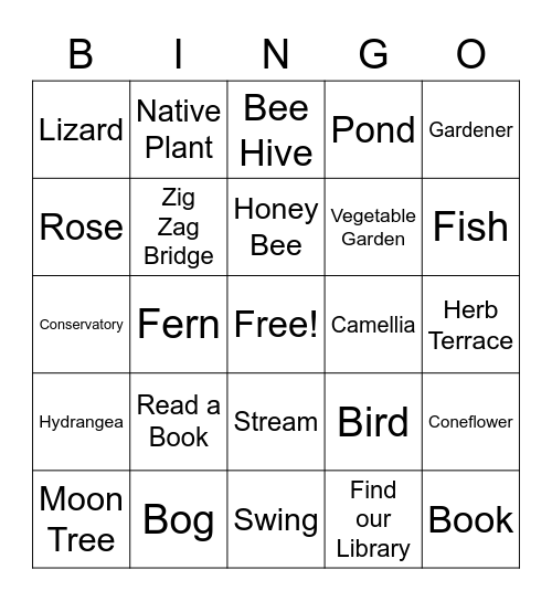 The Library at Birmingham Botanical Gardens Bingo Card