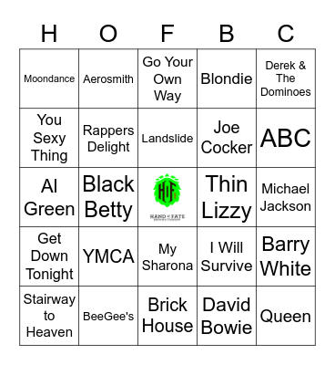 70'S Music Bingo Card
