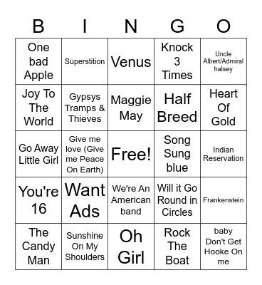 70's #1's Bingo Card
