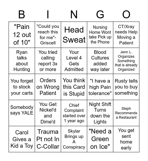 Hunter Bingo Card