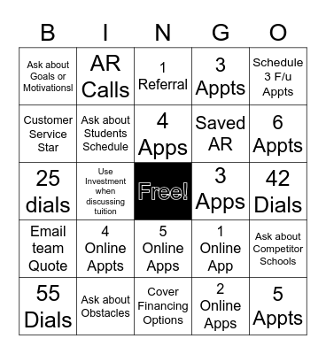 Daily JHU Bingo Card