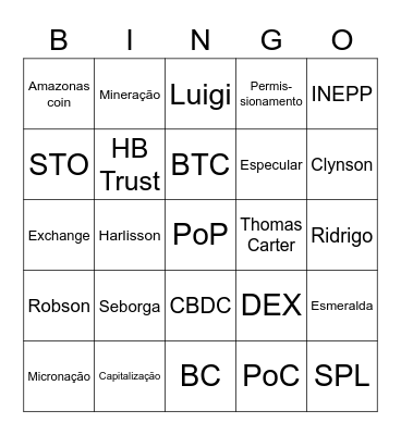 Call Seborga Bingo Card