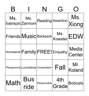 C.A.R.E.S. Bingo Card