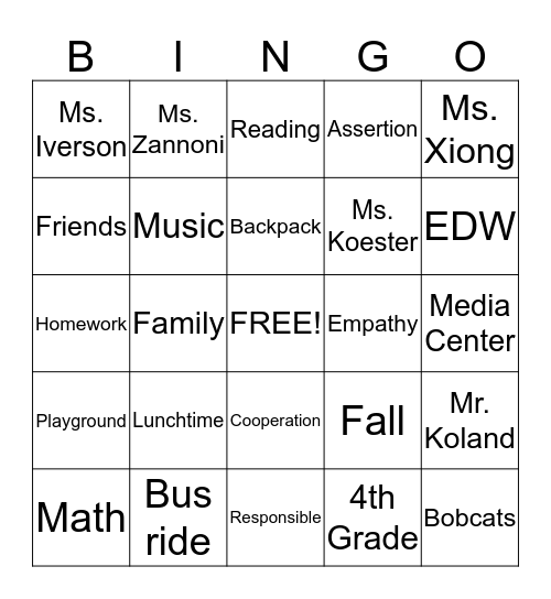 C.A.R.E.S. Bingo Card