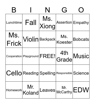 C.A.R.E.S. Bingo Card