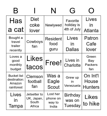 TACO Team Promo Day Bingo Card