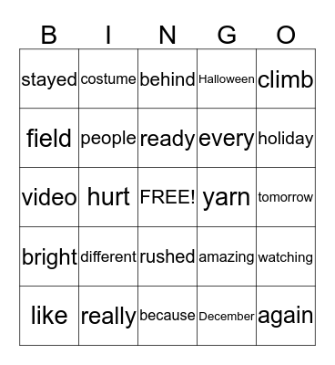Lucas and Javy Spelling 2 Bingo Card