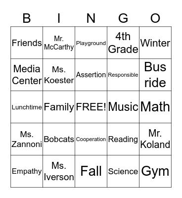 C.A.R.E.S. Bingo Card