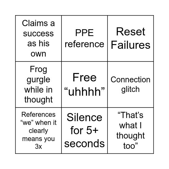 Update Calls Bingo Card