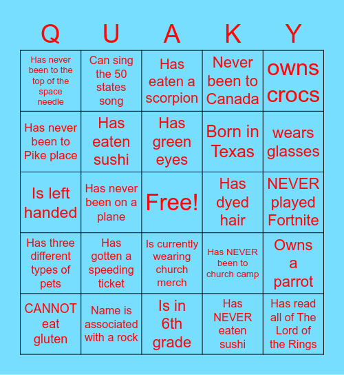 BREAKOUT BINGO Card