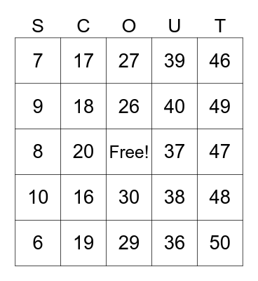 Scout Bingo Card