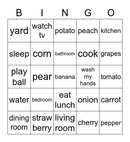 At Home Bingo Card