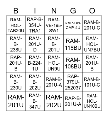 RAM® Tough-Bingo™ Bingo Card