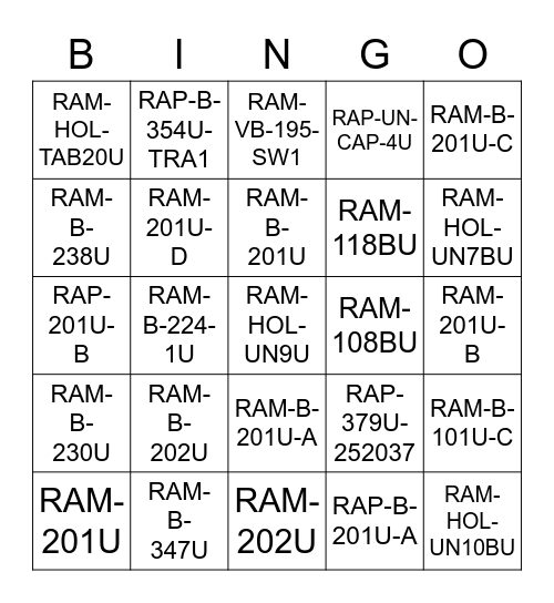 RAM® Tough-Bingo™ Bingo Card
