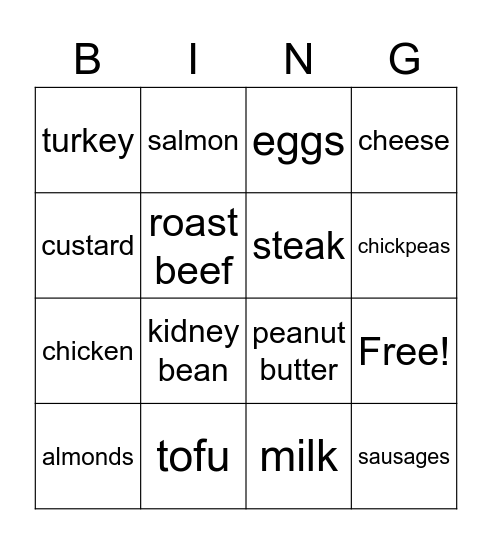 Protein Bingo! Bingo Card