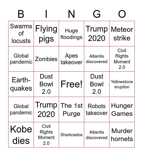 2020 Bingo Card