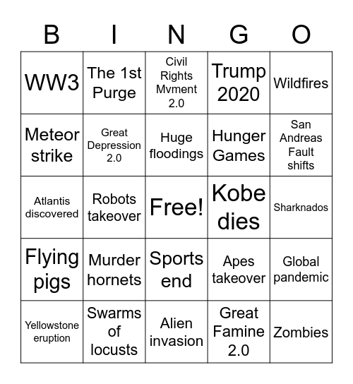 2020 Bingo Card