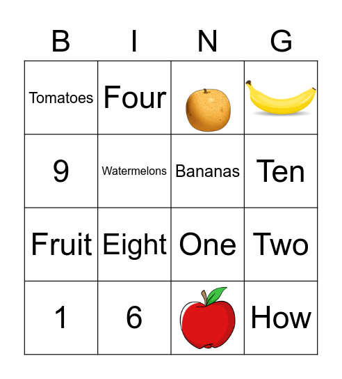 How Many Apples? Bingo Card