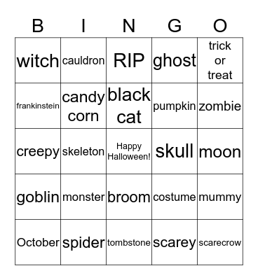 Spooky Bingo Card
