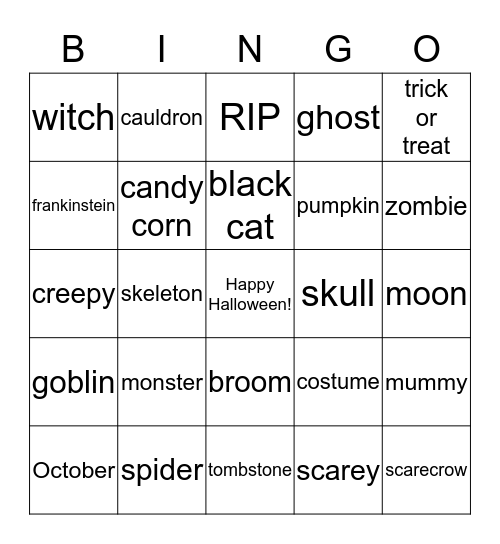 Spooky Bingo Card