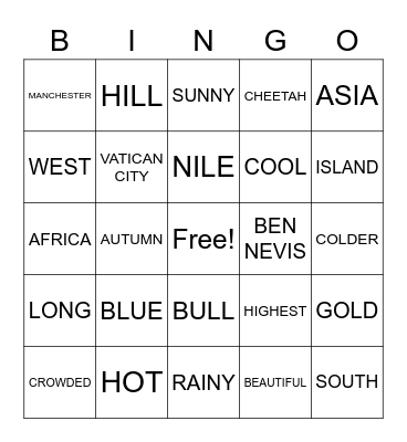 Student's Book Unit 5 Bingo Card