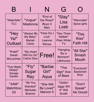 MOPS Musical Bingo Card