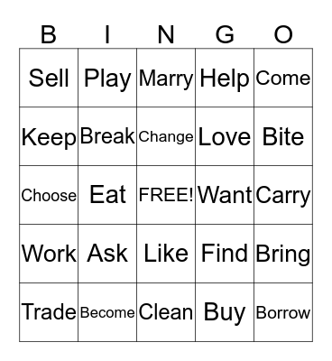 Past tense Bingo Card
