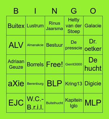 Genius Loci Bingo Card