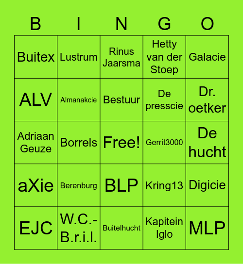 Genius Loci Bingo Card