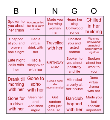 SHIVANGI’S BIRTHDAY Bingo Card