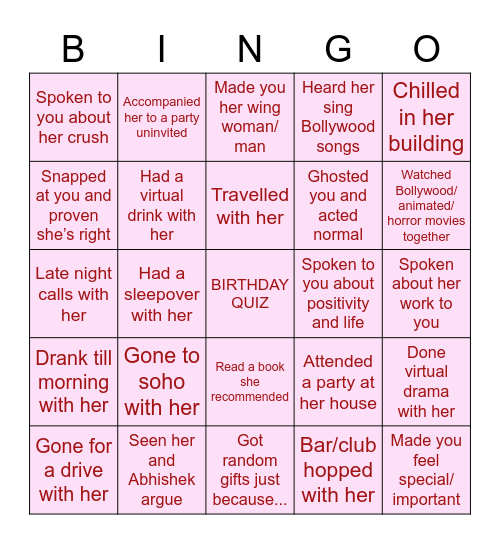 SHIVANGI’S BIRTHDAY Bingo Card